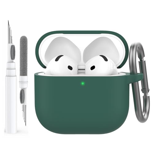 AhaStyle Hülle für AirPods 4 (2024) Mit Reinigungsstift Weiches Silikon AirPods 4. Generation Case Ganzkörper Cover Skin für Apple AirPods 4 Unterstützt USB-C-Ladegehäuse und Drahtloses