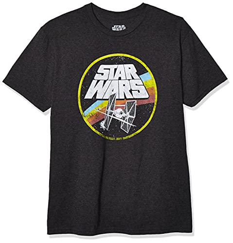 STAR WARS Classic Logo and TIE Fighter Men's Short Sleeve T-Shirt Charcoal Heather