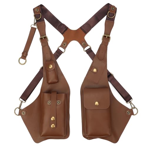 Sac à bandoulière multipoche en cuir noir avec anse réglable pour femme