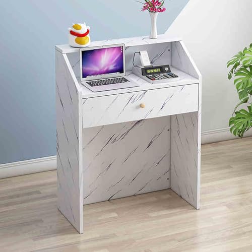 Elegante y moderno escritorio de recepción de madera con cajón con cerradura, elegante mesa frontal para oficina, salón, vestíbulo, venta al por menor, solución perfecta para negocios