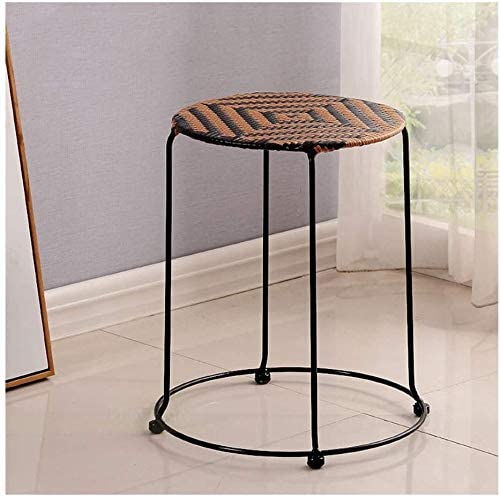 Tabouret en rotin empilable avec assise respirante en plastique