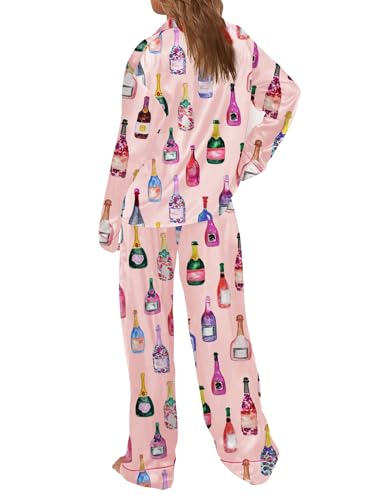 Image of SHESHOW Satin Pajamas for Women Set Long Sleeve Button Down Sleepwear 2 Piece Nightwear Women Pjs Sets Size XS-XXL