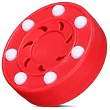 ibasenice 2 Stck Roller Hockey Puck für Asphalt und Halle, Verschleißfester Straßenhockey Puck aus High-Impact PP, Professioneller Rollhockey Ball für Erwachsene und Kinder Training, Rot 7.5cm