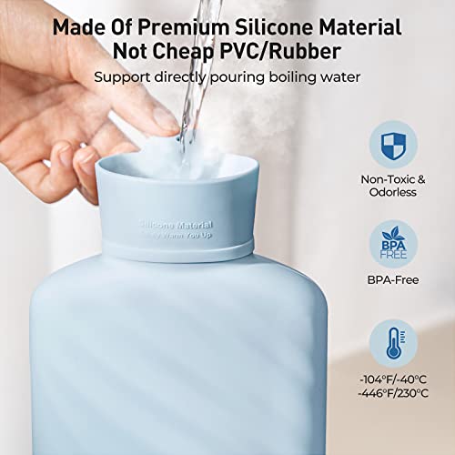 Microwaveable Silicone Hot Water Bottle With Cover(1 Liter), Meetrue Innovative Bpa-Free Silicone Hot Water Bag Hot Water Bottles For Pain Relief, Hot & Cold Therapies-Gift For Women Children Elderly #TOP1