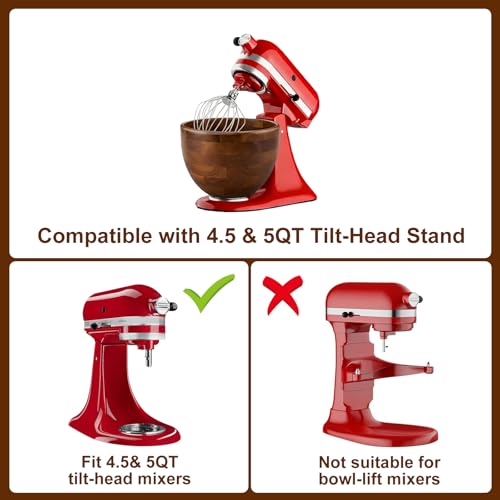 Tazón de Madera para Batidora 4.5-5 QT con Base de Acero miniatura 6