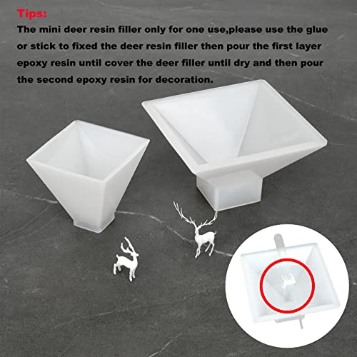 Large Silicone Pyramid Molds For Resin Casting 2 Size, Easy Demold Diy Jewelry Making Home Decoration With 2Pcs 3D Mini Deer Epoxy Resin Filler Model #TOP1