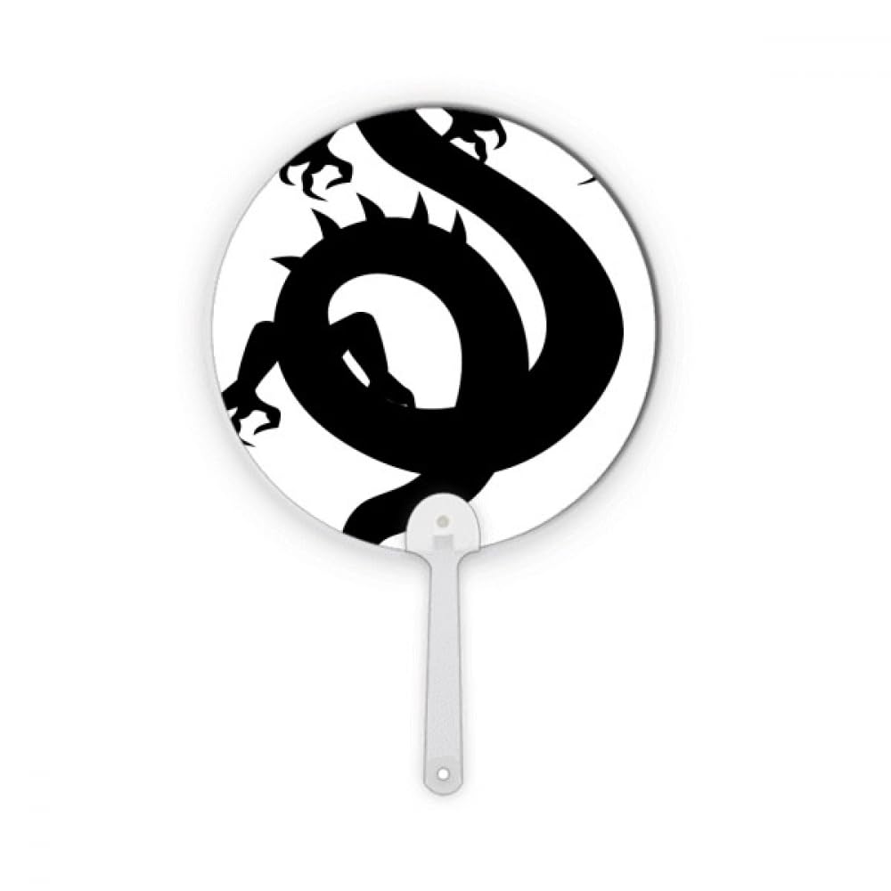 Artisanat d'éventail rond motif chinois dragon no/no, ornement d'art en plastique rigide