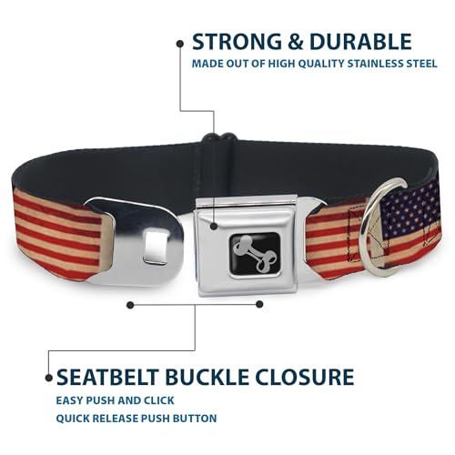 Collier chien réglable drapeau américain vieilli Buckle Down S - 5