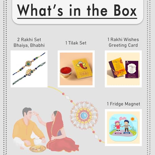 Image of CraftVatika Peacock Rakhi Set for Brother Rakhis for Rakshabandhan, Mor Pankh Rakhi for Bhai Bhaiya Set of 2 for Man Boy Kids Combo for Rakshabandhan with Fridge Magnet for Door Decor Tillak Set