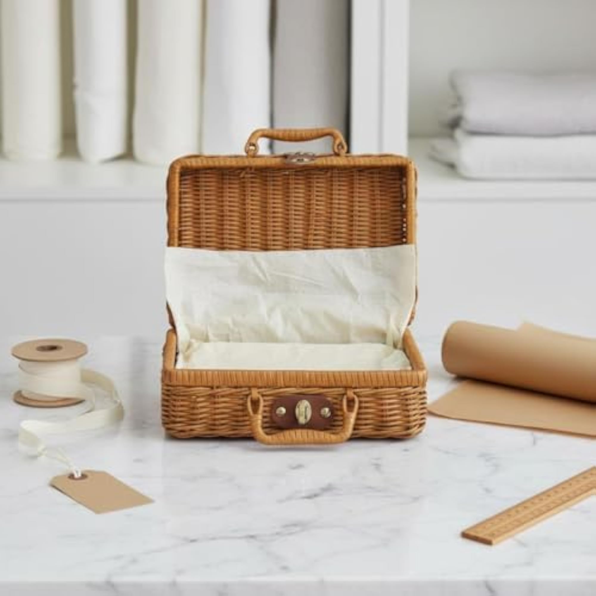 Handmade Rattan Suitcase Wicker Box for Gift Giving