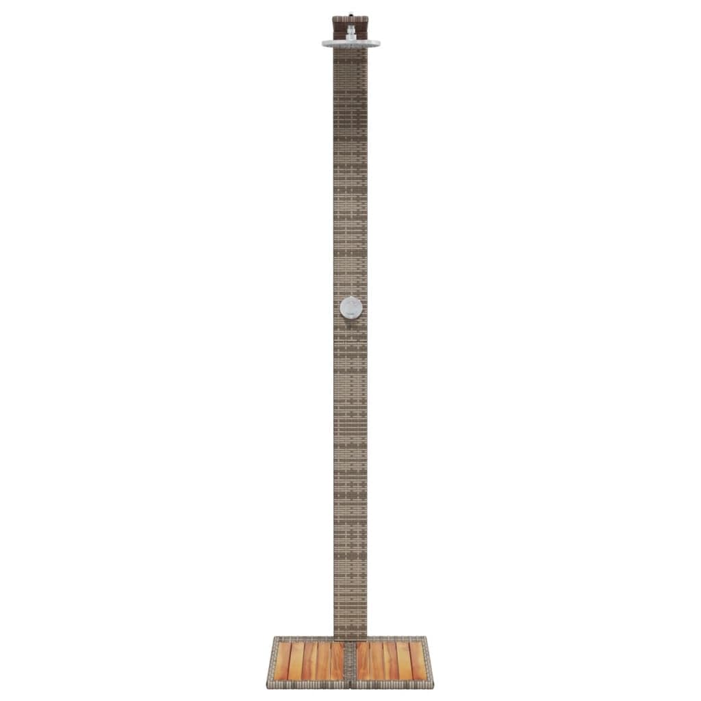 vidaXL Douche d'Extérieur, Meuble de Jardin avec Poignée Rotative, Douche de Piscine Patio Arrière-Cour, Gris Résine Tressée Bois Acacia