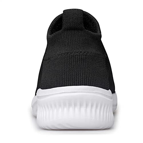 Vibdiv Sock Sneakers Womens Walking Shoes Slip On Shoes Comfortable Breathable Work Shoes Indoor Outdooor Black White 7.5 #TOP7
