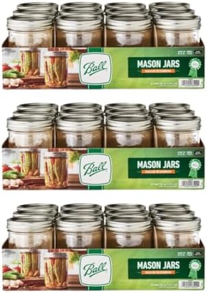 Ball Wide Mouth Glass Mason Jars with Lids and Bands, Used for Canning, Pickling, Juice, Jam, Jelly, Pint Size 16 Ounce (Pack of 36)