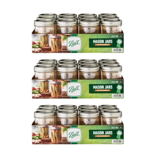 Ball Wide Mouth Glass Mason Jars with Lids and Bands, Used for Ca...