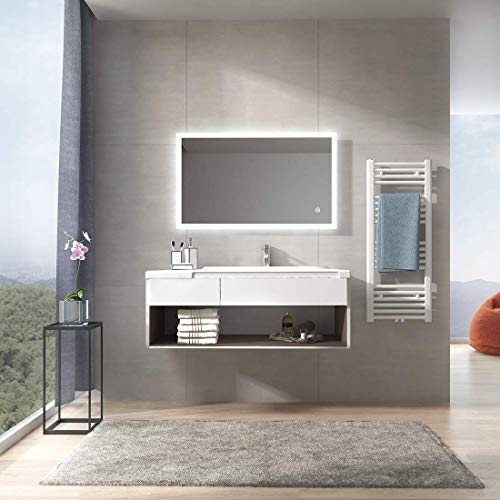 Meykoe 1000x700mm Illuminated LED Bathroom Mirror Anti-Fog LED Mirrors with Lights + Touch Switch Control + Demister