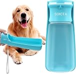 SOICTA Portable Dog Water Bottle for Walking 19 OZ or 12 OZ Portable Pet Water Bottles for Puppy Small Medium Large Dogs Water Dispenser Bowl Dog Accessories(19OZ Blue)