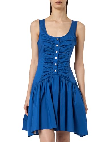 Pinko Autolico Vestido De Popelín Estiramiento con Botones De Metal Informal, F1e_Azul Monaco, 50 para Mujer