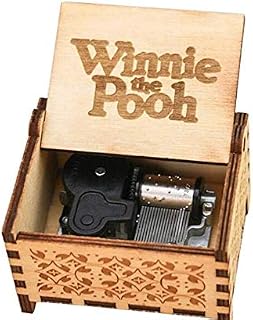 WooMax Winnie the Pooh Music Box Toy Hand Crank Antique Carved Musical Boxes Best Gift for Birthday Christmas