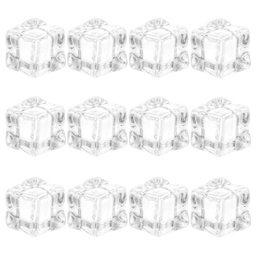 100 falsos cubitos acrilicos transparentes de 18 mm reutilizables MOBUTOFU decorativos de mesas 2