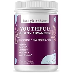 Body Kitchen Youthful Beauty Advanced Collagen Peptides Powder Grass Fed | Collagen Peptides, Resveratrol, Hyaluronic Acid, Bone & Joint Support, Antioxidant Support, Grass-fed Bovine Collagen