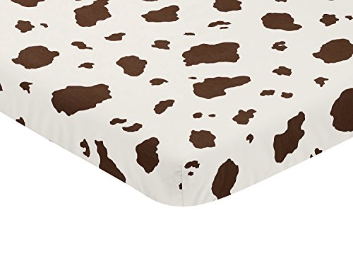 Sweet Jojo Designs Brown Cow Print Baby Boy Fitted Mini Portable Crib Sheet For Western Wild West Collection - For Mini Crib Or Pack And Play Only #TOP1