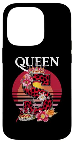 Queen Letter S Initial Name Leopard Print Letter s Alphapet Case for iPhone 14 Pro