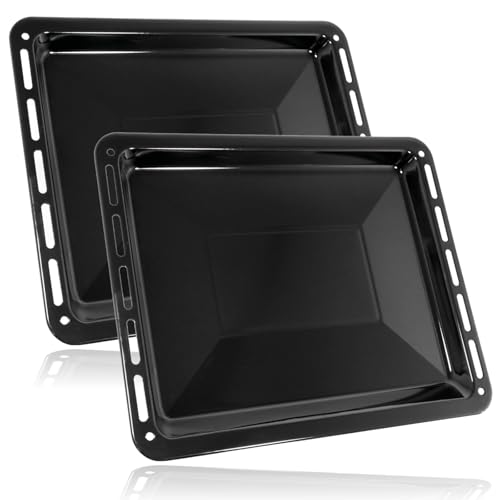SPARES2GO Roasting Pan Baking Tray Compatible with AGA Oven Cooker (455mm x 375mm, Pack of 2)