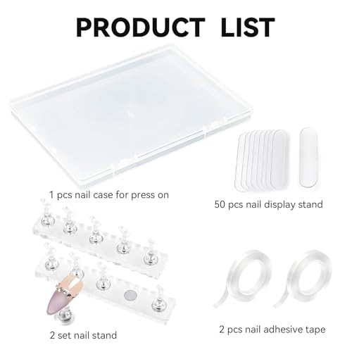 Image of Nails Storage Box with Stand for Fake Nail,Large Empty Nail Box Case Use for Press On Display & Storage,Nail holder for Painting Practice,Acrylic Nail Display Stand for Design Home