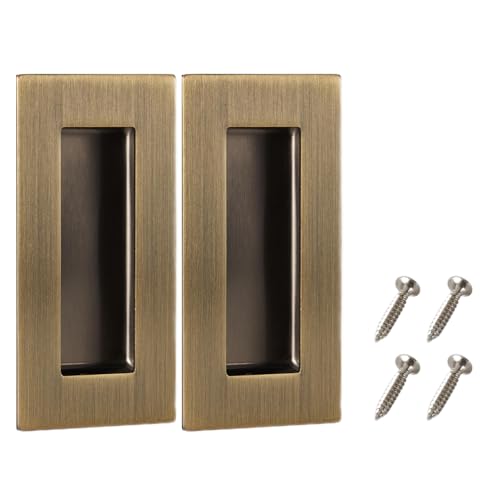 4 Inch Recessed Door Handles Finger Flush Pulls Vintage Bronze 2 Pack