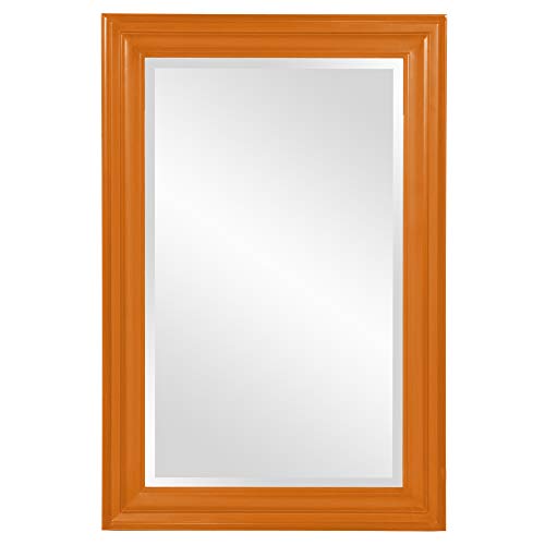 Image of Howard Elliott George Rectangular Glossy Orange Wall Mirror, Rectangle Hanging Wood Framed Vanity Mirrors for Home Decor, Living Room, Bathroom, Bedroom, or Hallway, 24 x 36 Inch