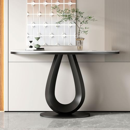 Mesa consola moderna de mármol y base de metal para salón 2