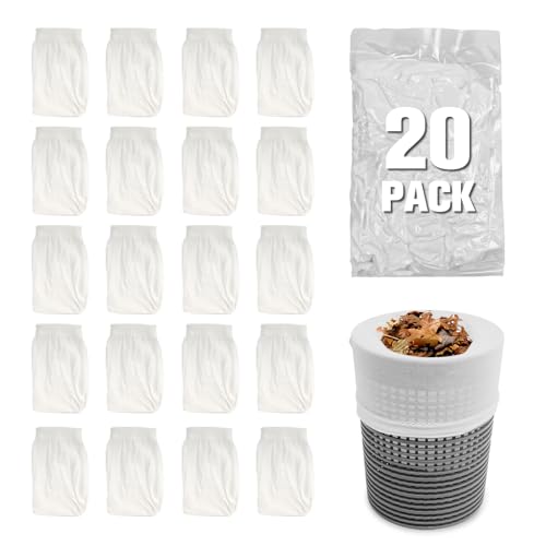 TidyMister Lot de 20 chaussettes d'écumoire de piscine – Chaussettes d'écumoire de piscine pour piscine creusée ou filtre de piscine hors sol, excellentes économiseuses pour paniers de piscine et
