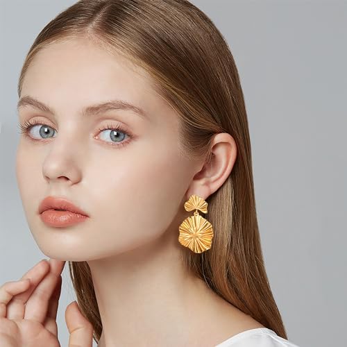 Gold Leaf Earrings Dangle Earring for Women, Silver Two-Tone Fashion Statement Jewelry2