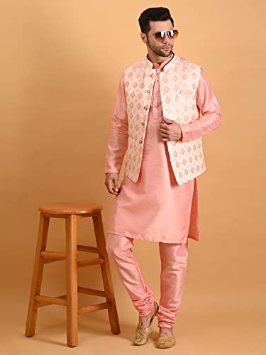 Image of Uri and MacKenzie Men's Silk Blend Kurta Pajama with Designer Ethnic Nehru Jacket /Modi Jacket