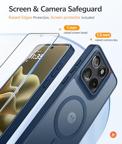 Image of FNTCASE for Motorola Edge 2026 Magnetic Case: [Compatible with Magsafe] Translucent Matte Cases with [Screen Protector] Military Grade Shockproof Protective Phone Cover(6.5 inch /Blue)
