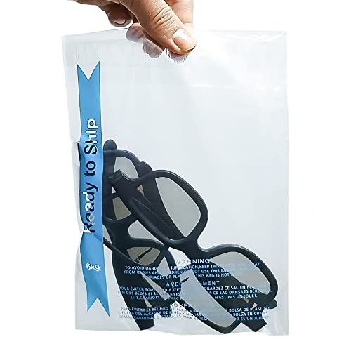 Polysells Extra Strong Self Seal Clear Poly Bags With Suffocation Warning For Packaging, Shipping, T-Shirts, Clothes & Fba, Permanent Adhesive, 6"X9", 100Pcs #TOP6