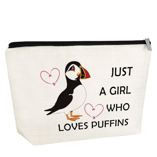 Puffin Gift for Women Puffin Makeup Bag Puffin Bird Lover Gift Animal Lover Gift for Friends Puffin Themed Gift Birdwatcher Gifts Seabird Gift Birthday Christmas Gift for Sister Daughter Travel Pouch