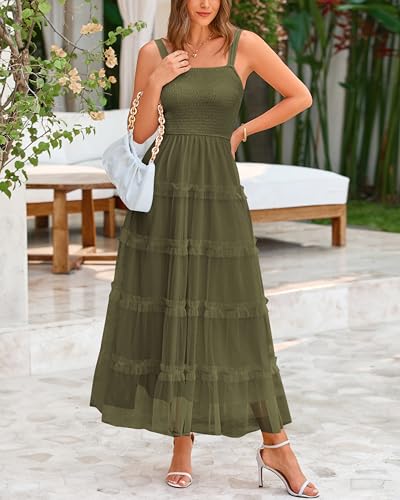 Image of PRETTYGARDEN Women's Summer Dresses 2026 Sleeveless Smocked Tiered Ruffle Tulle A-Line Flowy Wedding Party Maxi Dress