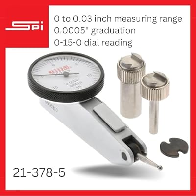 SPI 21-378-5 Horizontal Dial Test Indicator w/Calibration Certificate & Fitted Case: 0-15-0 Reading, 0-0.03 Range
