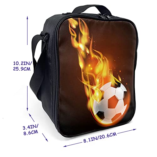Kids Lunch Box, Insulated Lunch Bag For Girls&Boys, Soccer Lunch Bag With Shoulder Strap, School Bento Lunch Box For Kids Toddlers Teens, Black White Football Reusable Cooler Thermal Meal Tote Kit #TOP1