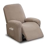 PEEXTBB 4-Teilig All-Inclusive Sesselbezug, Split Set Sofabezüge mit Taschen, Freizeitstuhlbezug, Sofabezu, Sessel Bezug, für Freizeitstühle, Liegestühle(Graubraun)