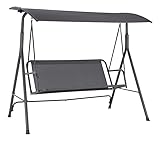 Amulay Columpio para Jardín 3 Personas con Toldo Ajustable – Banco Mecedor Exterior de Acero y Asiento Textileno