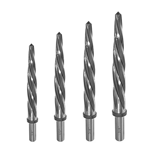 Image of YUEWO 4PCS Bridge Construction Reamer Drill Tool Set for Metal, M2 HSS Car Tapered Alignment Drill Bit Chucking Steel Spiral Flute With Shank Chuck