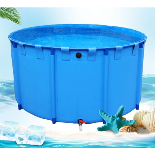 RENLXFI 4 3 2 1 M Diameter Family Summer Pool with Faucet, Albercas para Adultos/Circular Plastic Blue Stock Tank Pools 24in 32in 39in 48in Ultra Deep Frame Pools((DxH) 1x0.8m - 628L/165Gal)
