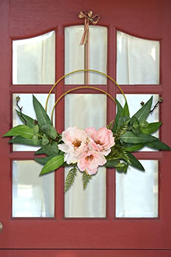 Spring Wreath For Front Door, Eucalyptus Door Wreaths With Pink Peony Flowers, Artificial Summer Green Fern Wreath For Outdoor Farmhouse Home Wall Kitchen Window Decor(28" Lx14 W, Pink) #TOP1