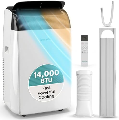SereneLife 14,000 BTU Portable Air Conditioner with Dehumidifier,...