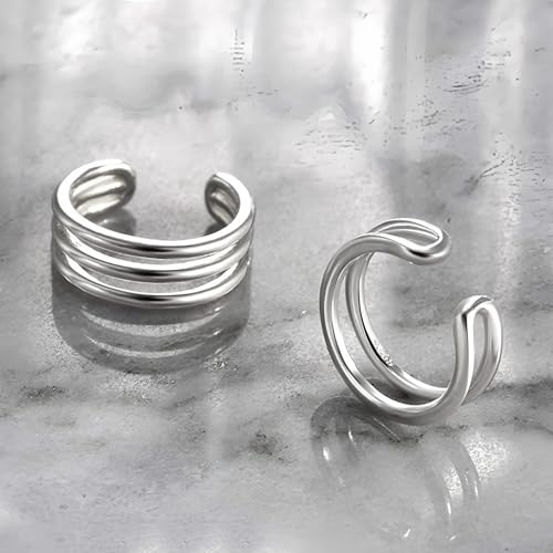 Epoch World Ear Cuff Set 4 Stück 925 Sterling Silber Ohrmanschette Ohrringe Ohne Ohrloch Helix Fake Piercing Ohrringe Silber Earcuffs Ohrclips Ohne Ohrlöcher Ohrmanschetten Ohrklemme in Geschenkbox