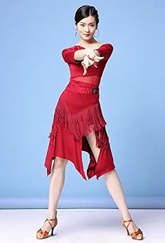 ZX Vestido feminino de dança de salão de salsa latina sexy top e
