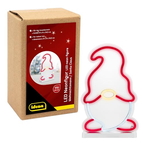 Idena 31895 - LED Neonfigur Weihnachtsmann, ca. 21 x 8 x 34,5 cm, Neon...