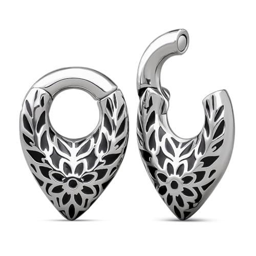 ERKUOO 1Pair 2G Stainless Steel Dangle Ear Hanger Weights Elegant Gothic Tunnels Plug Gauges for Stretched Ears Heavy Drop Stretching Jewelry Petal Moon Phase Design for Women Men 6mm by ERKUOO - Used condition - US$22.11